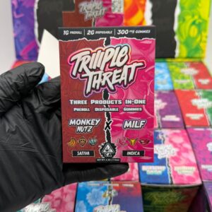 Triio Triiiple Threat Disposable 2G + 1G Pre-Roll + 300 MG gummies